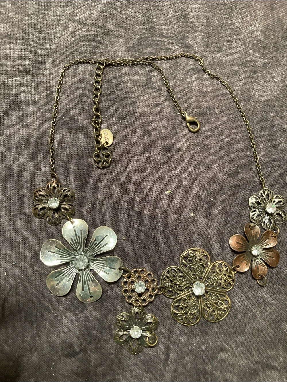 Floral Statement Necklace - Antique Mixed Metal